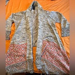 Love stitch sleeved shall cardigan geometric cover women’s size medium